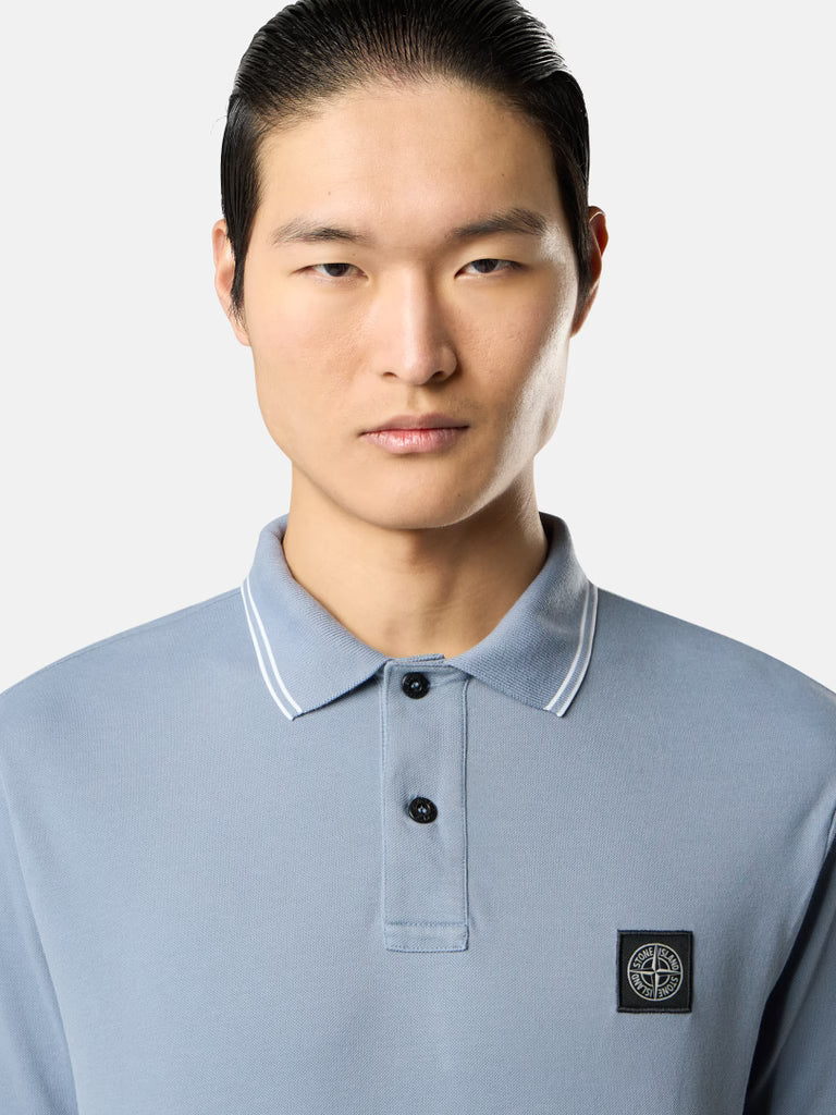 STONE ISLAND - Slim-fit short-sleeve Polo with Compass Patch Bleu clair