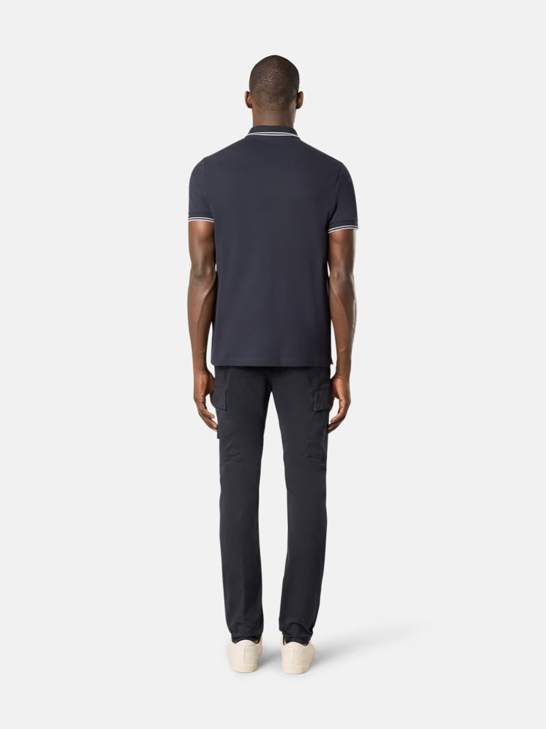 STONE ISLAND - Slim-fit short-sleeve Polo with Compass Patch Marine