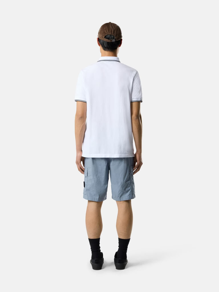 STONE ISLAND - Slim-fit short-sleeve Polo with Compass Patch Blanc
