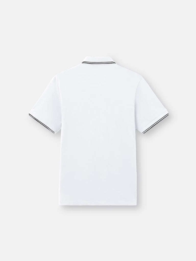 STONE ISLAND - Slim-fit short-sleeve Polo with Compass Patch Blanc