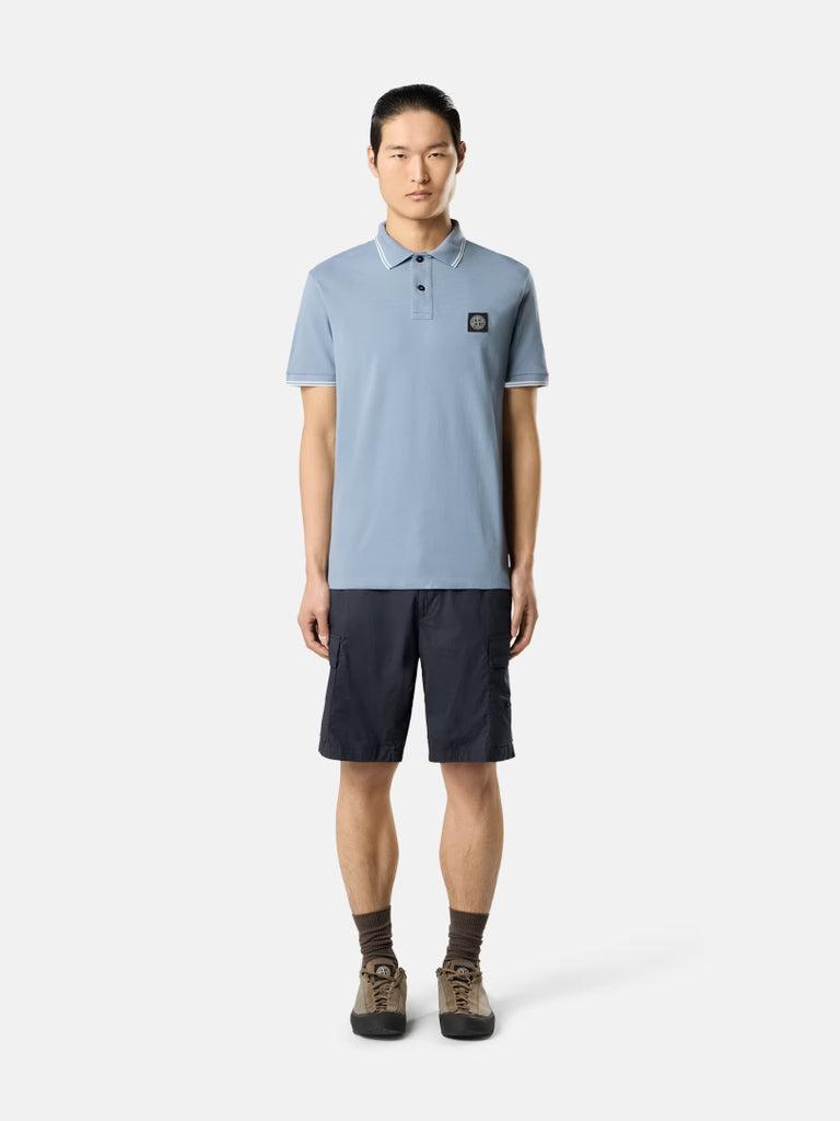 STONE ISLAND - Slim-fit short-sleeve Polo with Compass Patch Bleu clair