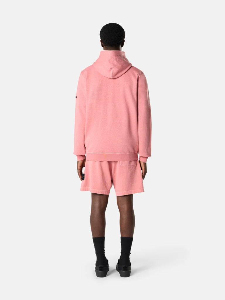 STONE ISLAND - Short de Jogging Ample en Molleton Malfilé Rose Laurier