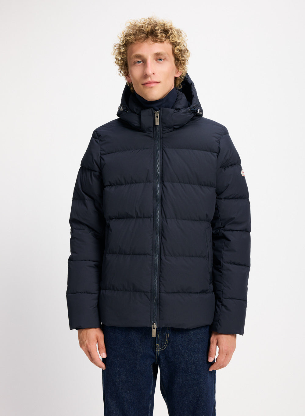 Doudoune à capuche amovible Pyrenex Spoutnic bleu marine