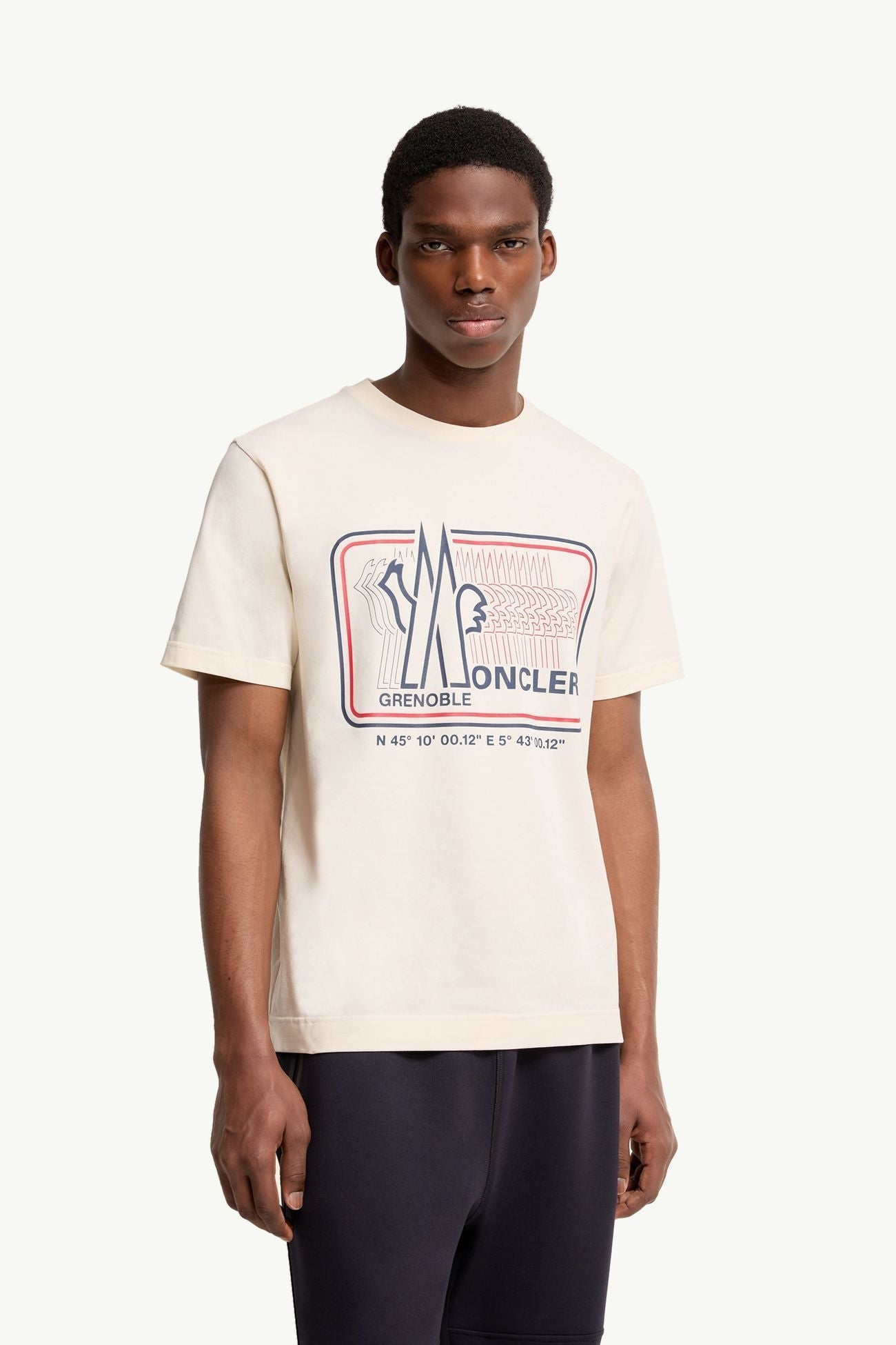 MONCLER - Logo Cotton Blend T-Shirt Beige clair