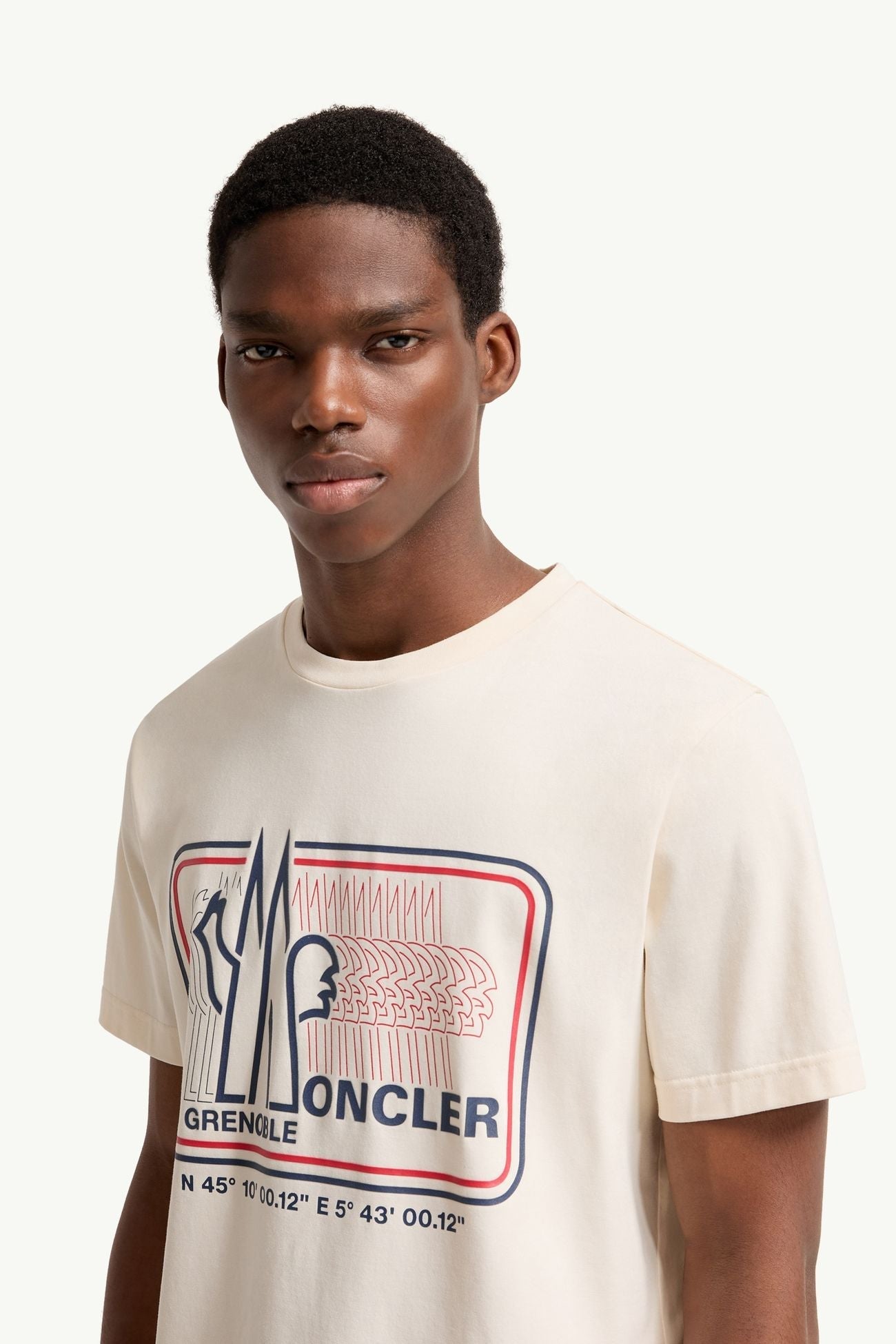 MONCLER - Logo Cotton Blend T-Shirt Beige clair