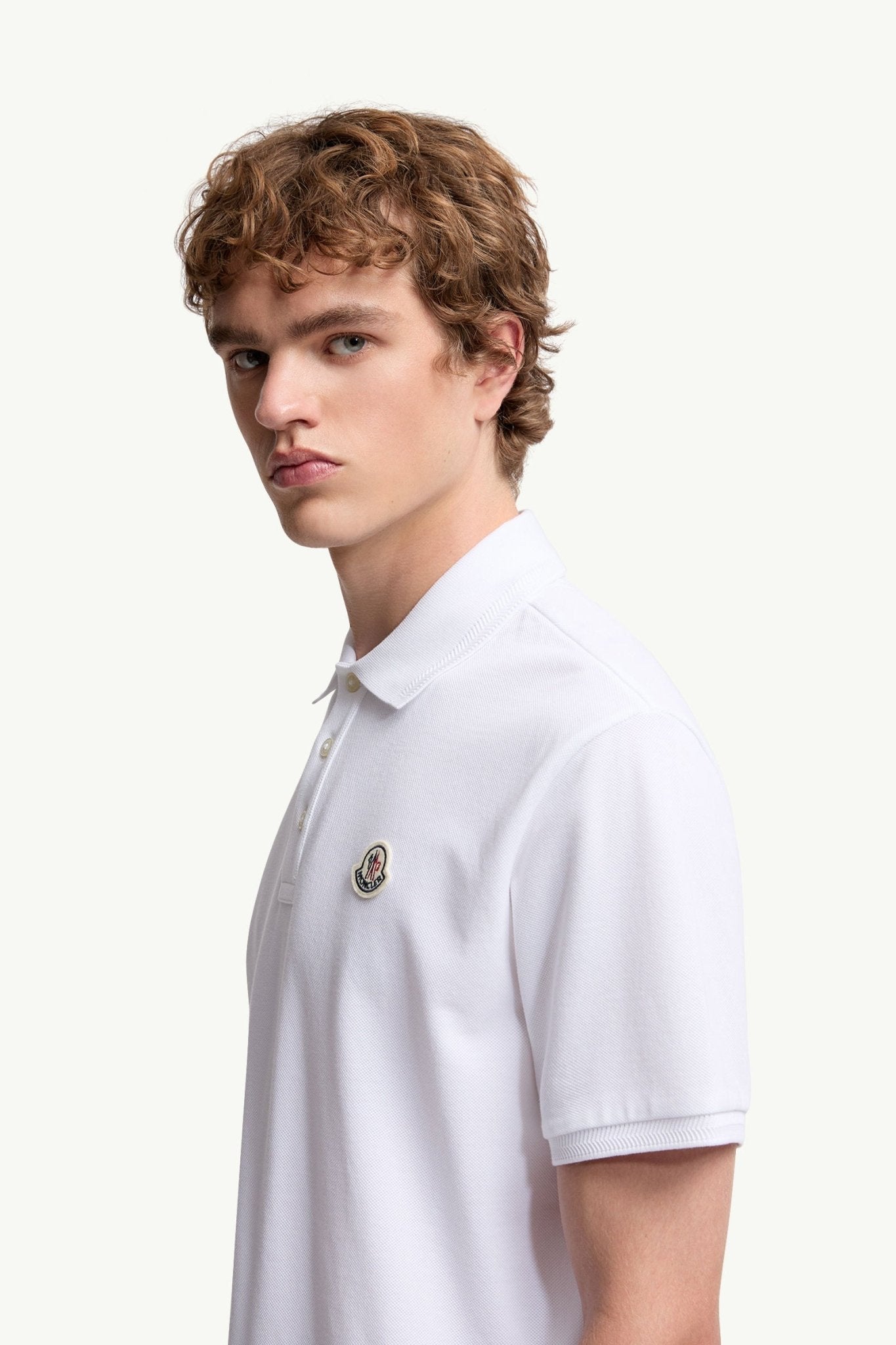 MONCLER - Polo en piqué de coton avec logo Blanc