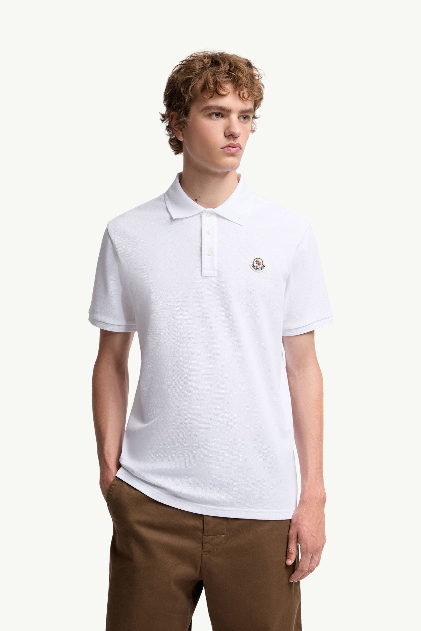 MONCLER - Polo en piqué de coton avec logo Blanc