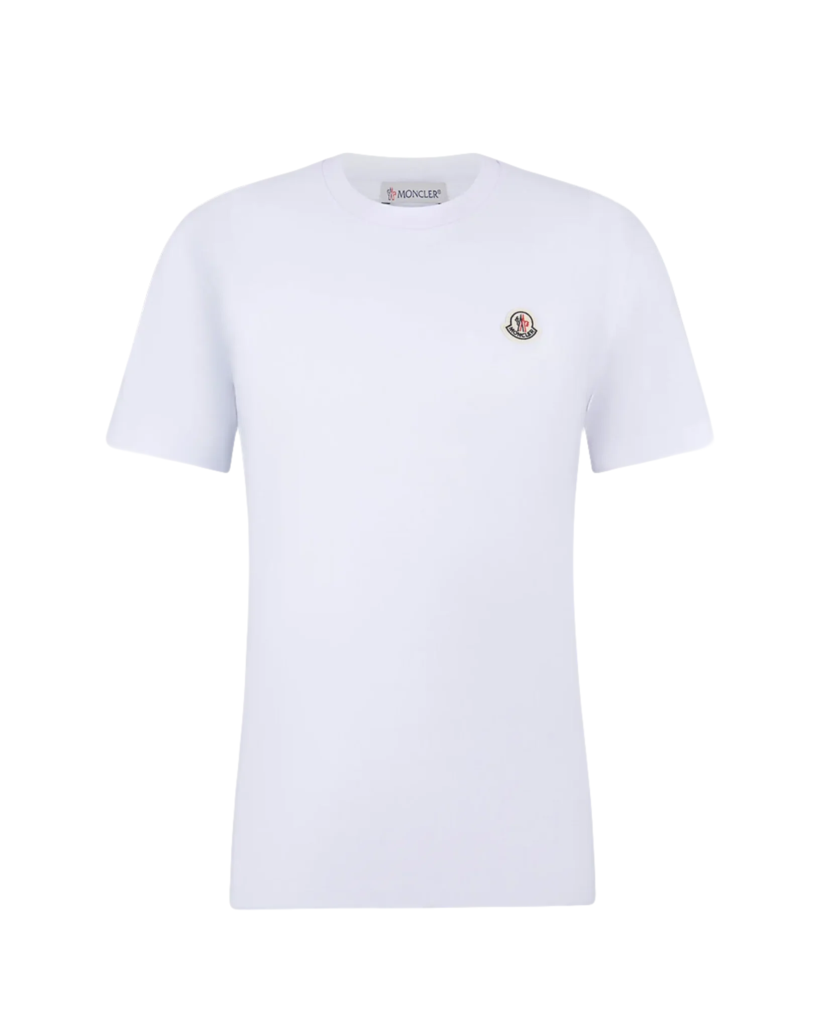 MONCLER - T-shirt col rond à logo appliqué blanc
