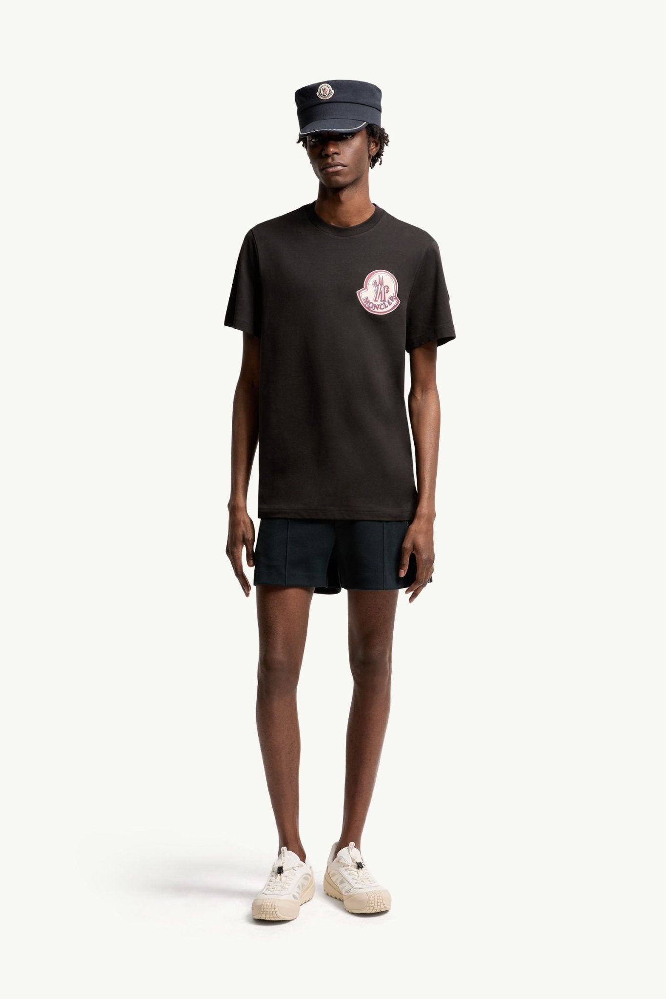 MONCLER - T-shirt en Coton à Logo Noir