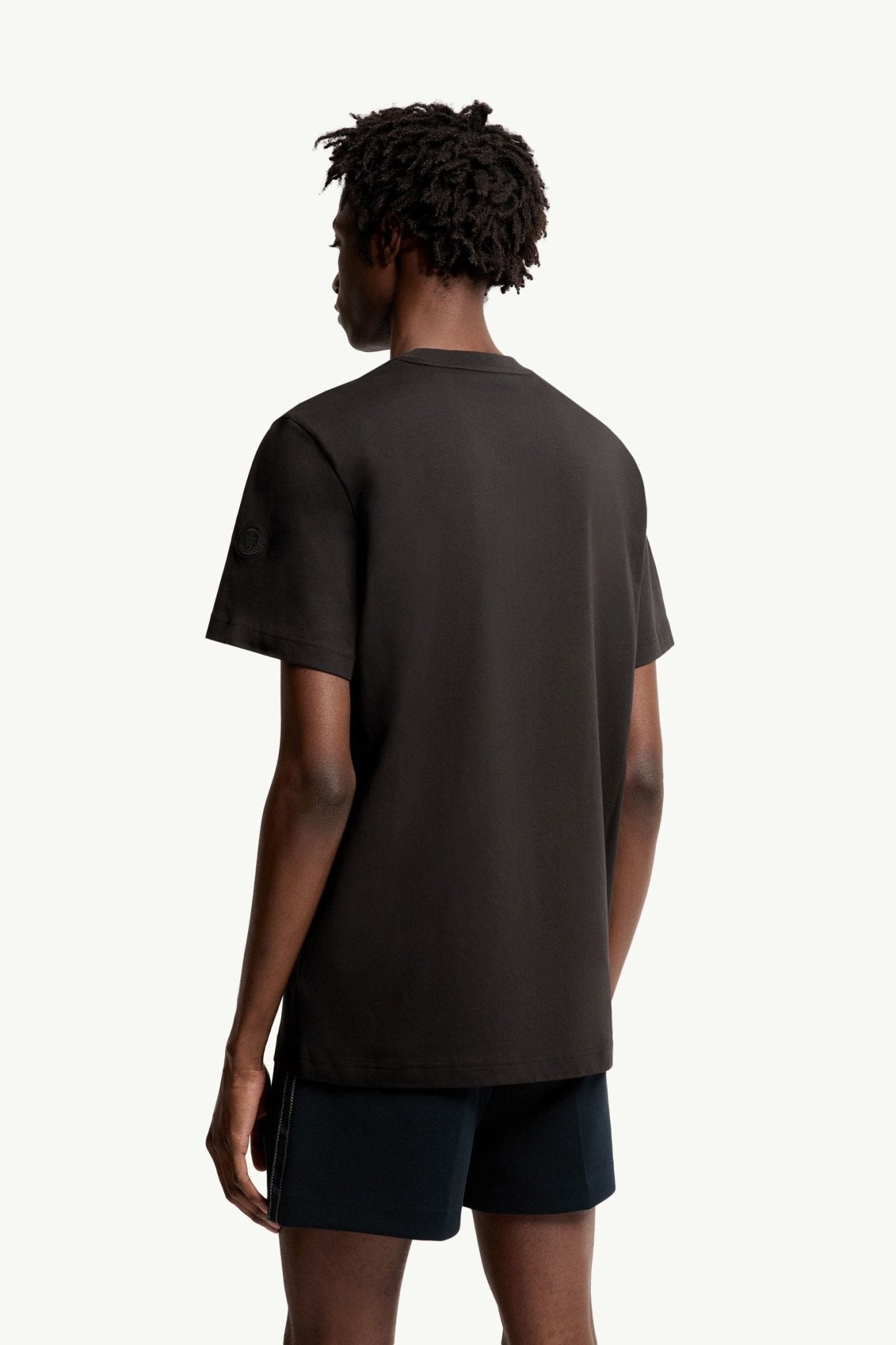 MONCLER - T-shirt en Coton à Logo Noir