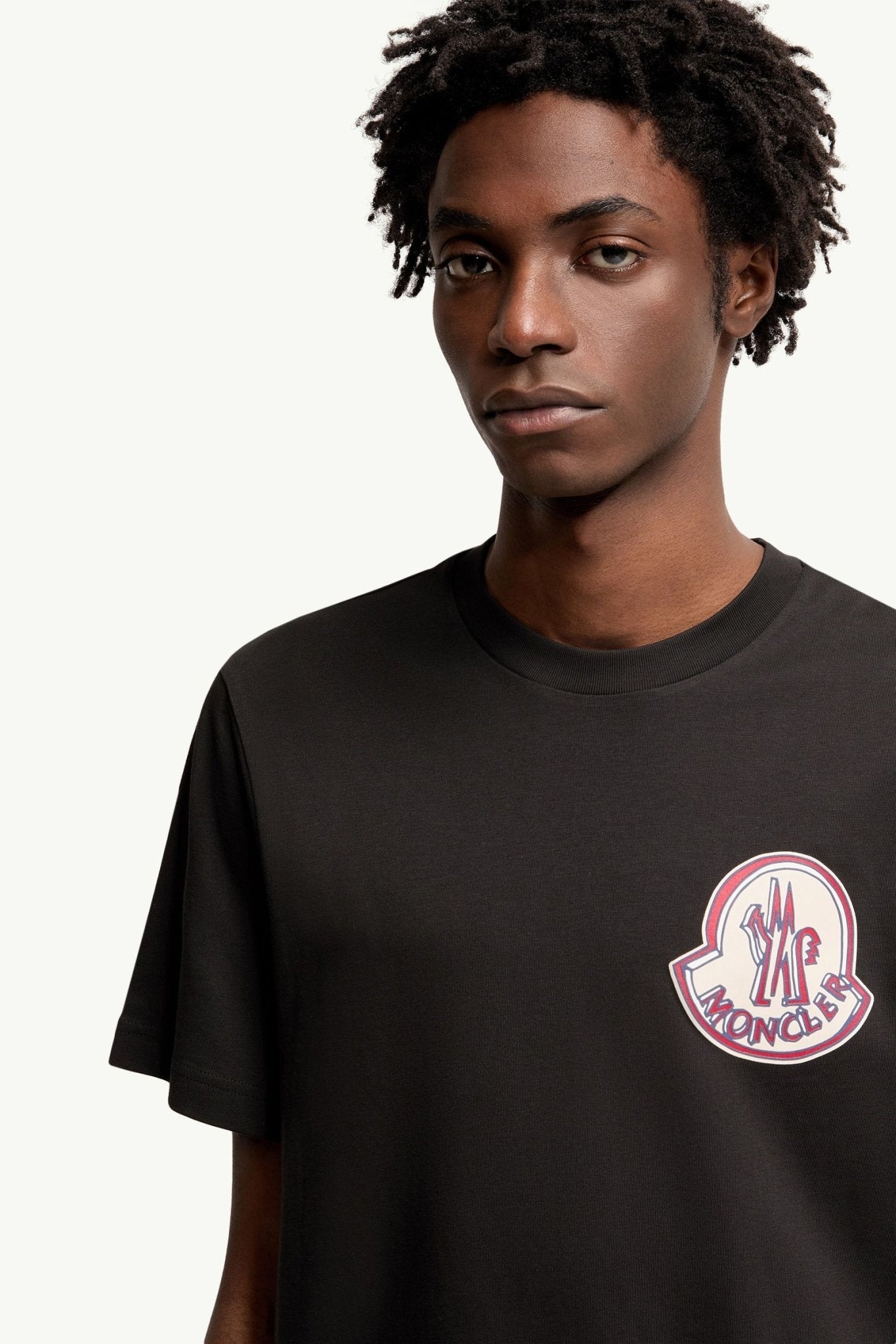 MONCLER - T-shirt en Coton à Logo Noir