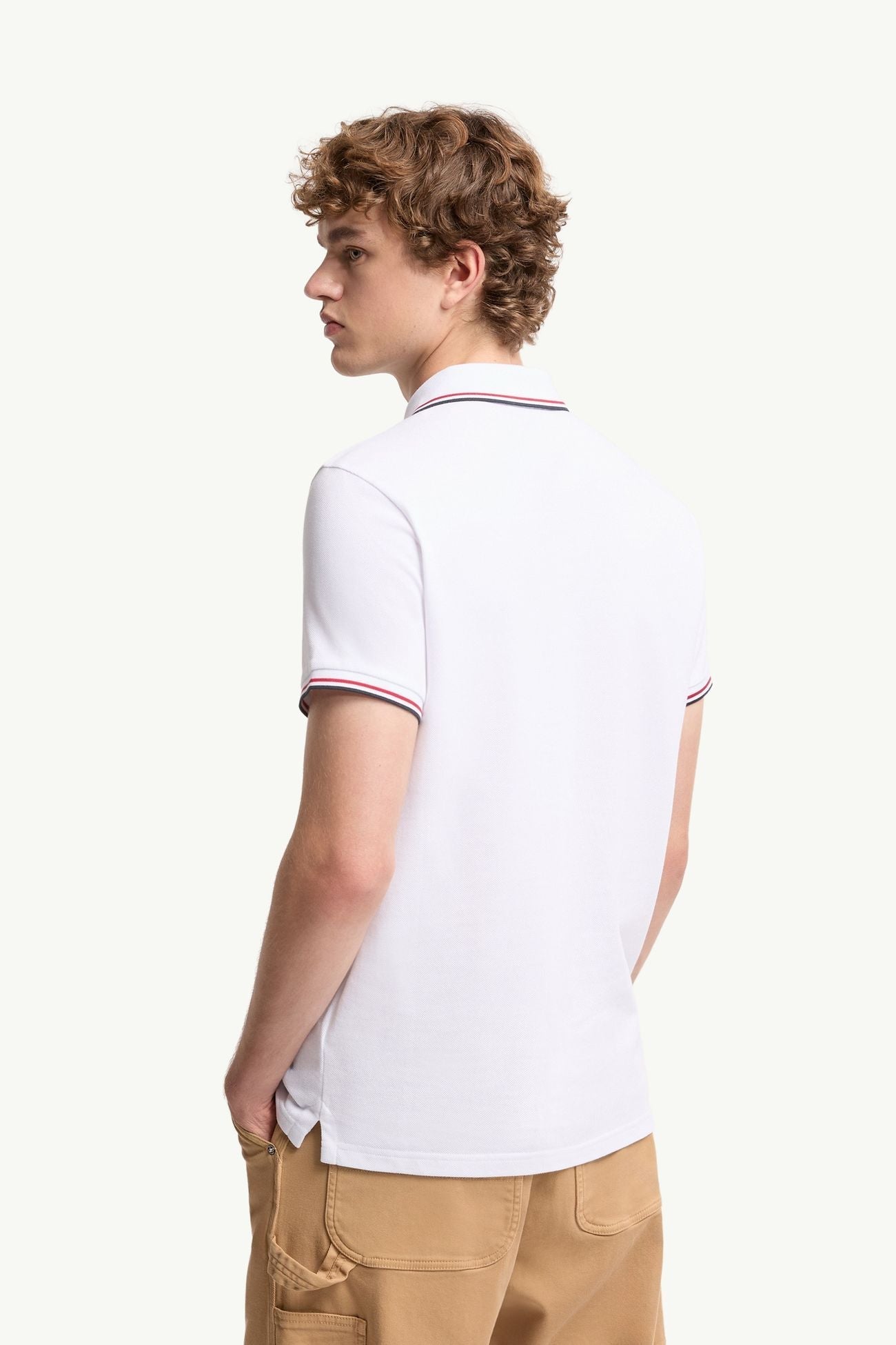 MONCLER - Tricolor-Trimmed Cotton Piquet Polo Shirt Blanc