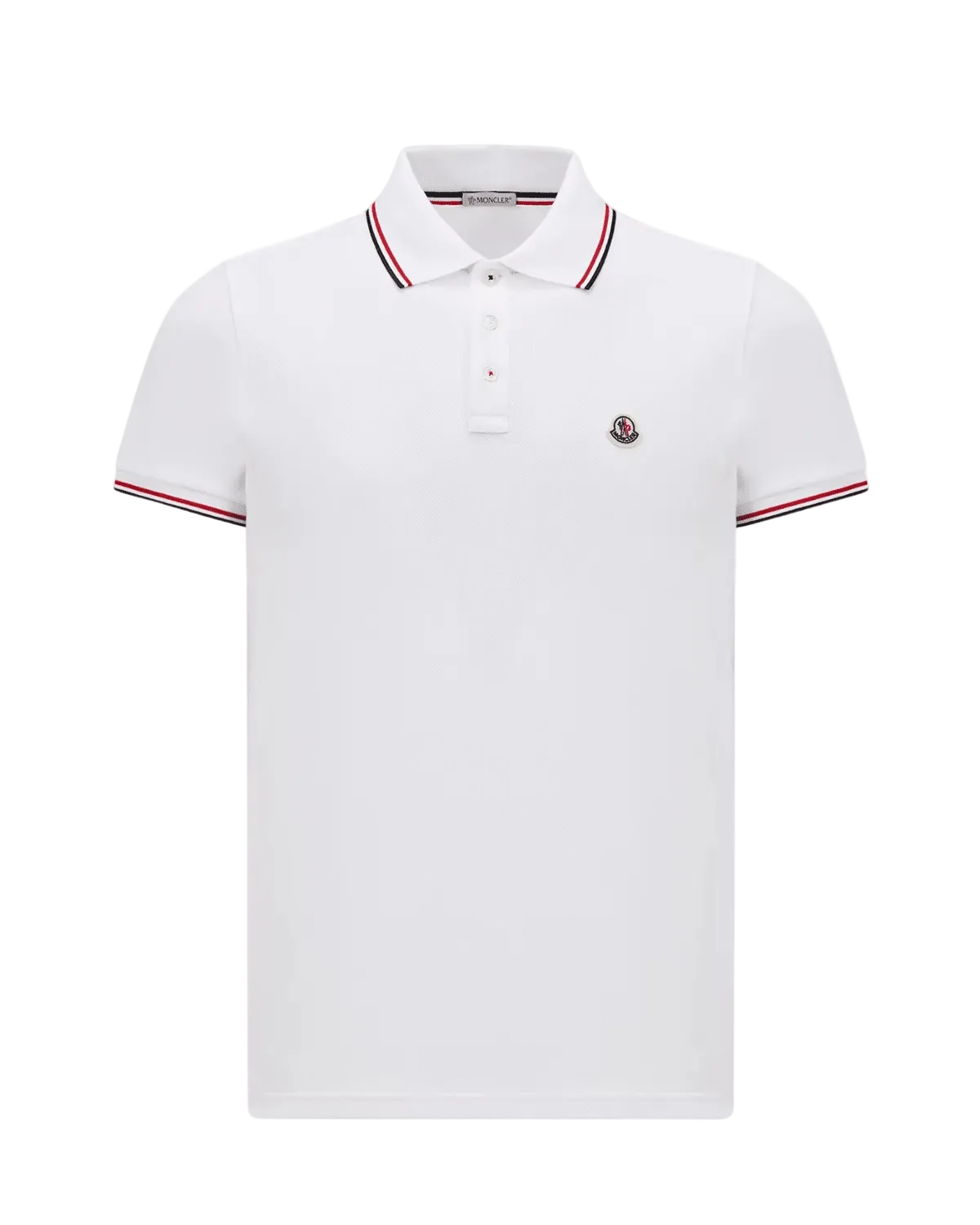 MONCLER - Tricolor-Trimmed Cotton Piquet Polo Shirt Blanc