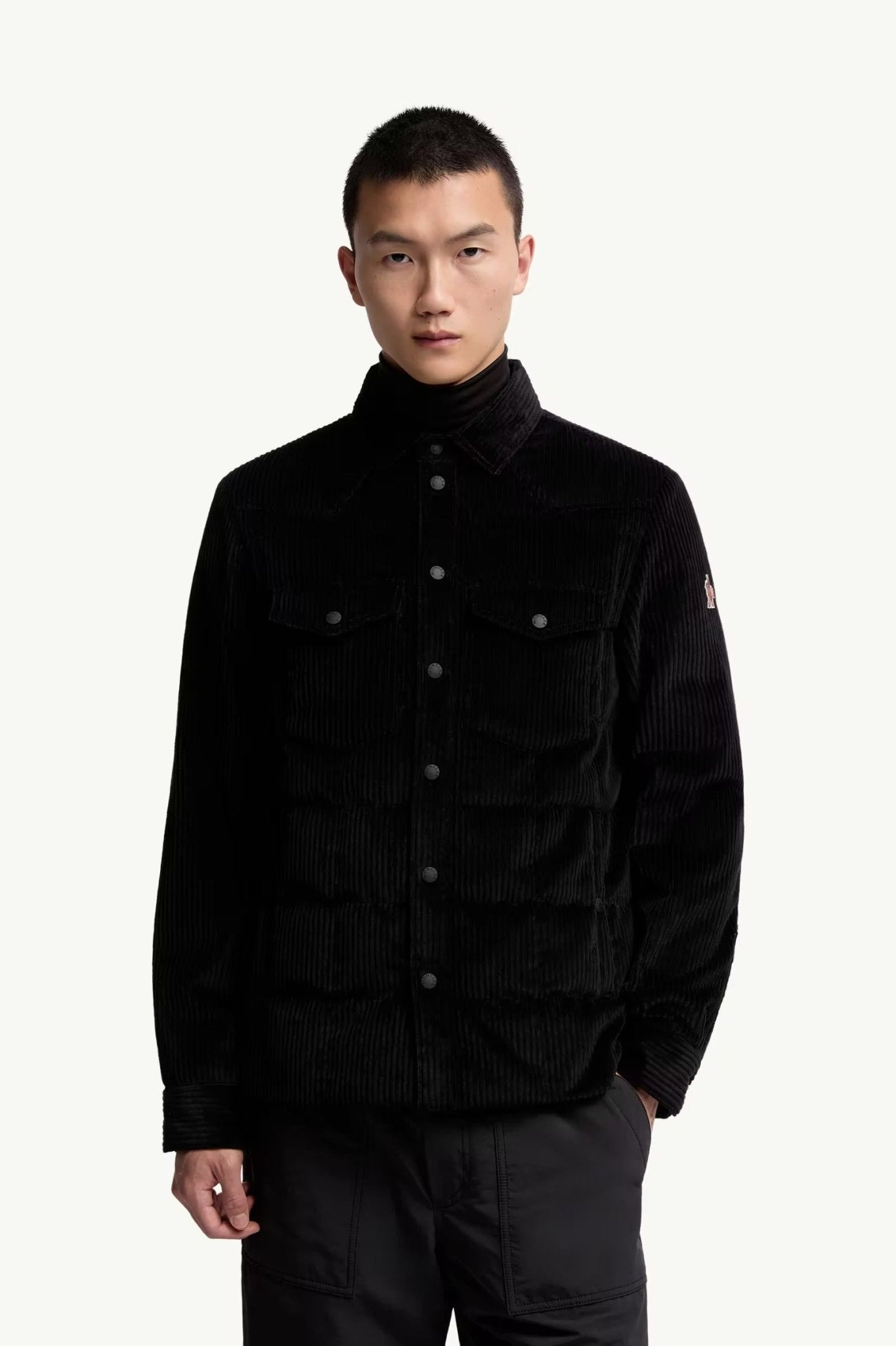 MONCLER - Veste Chemise en Velours Côtelé Noir