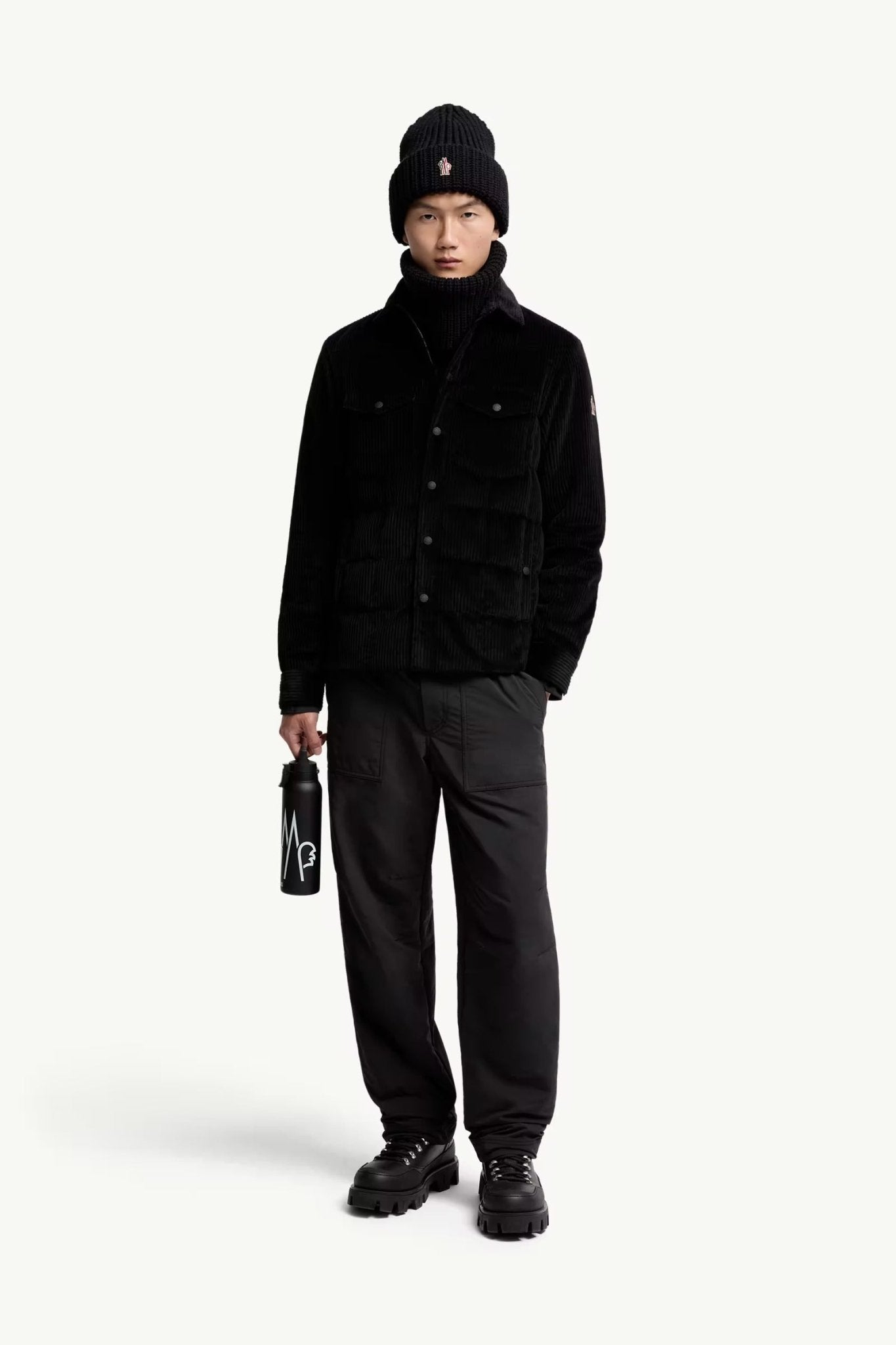 MONCLER - Veste Chemise en Velours Côtelé Noir