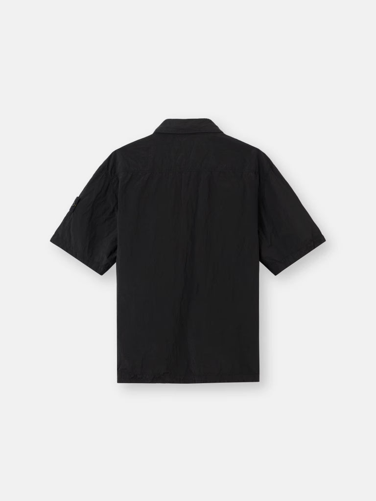 STONE ISLAND - Chemise à manches courtes confortable avec fermeture éclair Noir