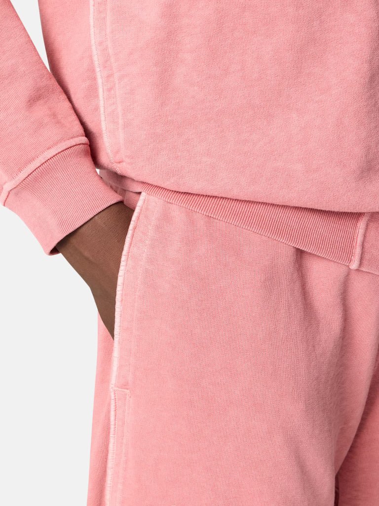 STONE ISLAND - Short de Jogging Ample en Molleton Malfilé Rose Laurier