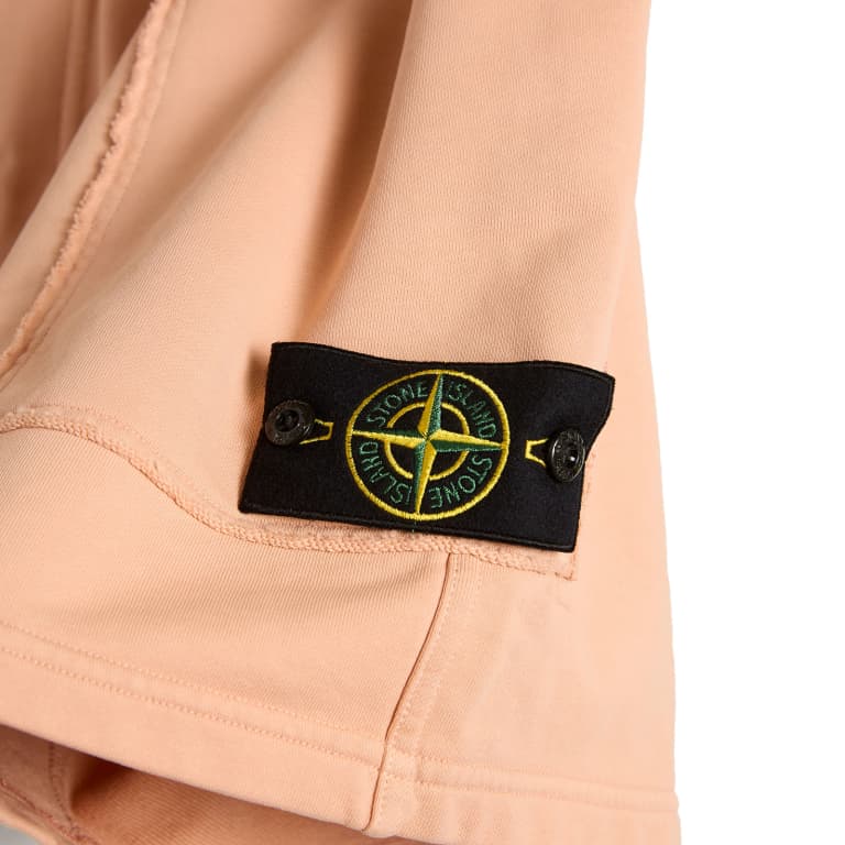 STONE ISLAND - short en molleton de coton à logo Rose plâtre