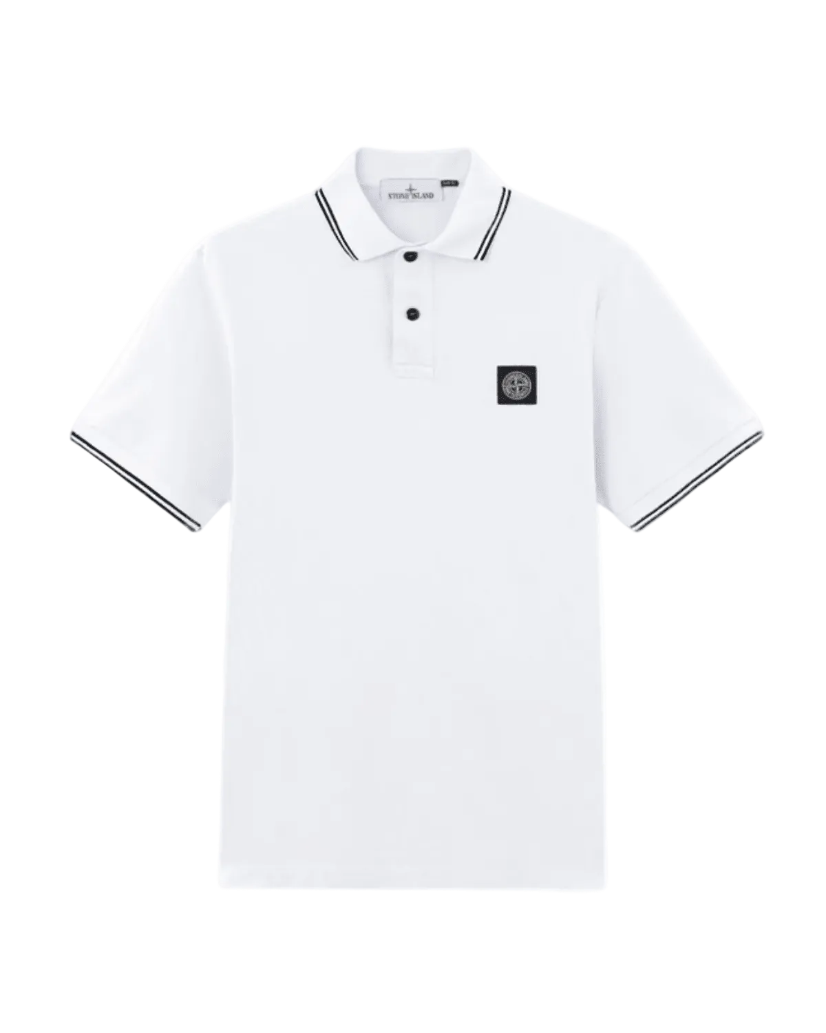 STONE ISLAND - Slim-fit short-sleeve Polo with Compass Patch Blanc