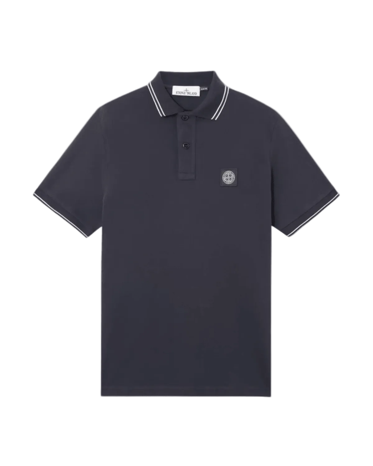 STONE ISLAND - Slim-fit short-sleeve Polo with Compass Patch Marine