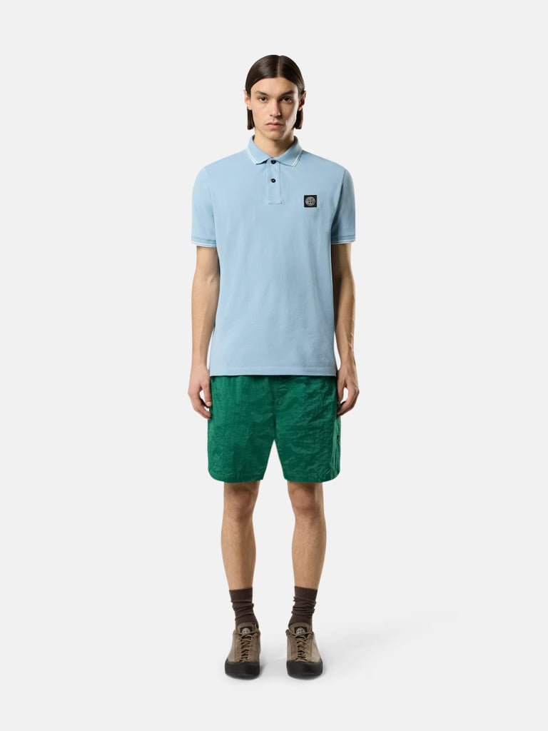 STONE ISLAND - STONE ISLAND - Polo Slim en Piqué de Coton Stretch Bleu Poudré